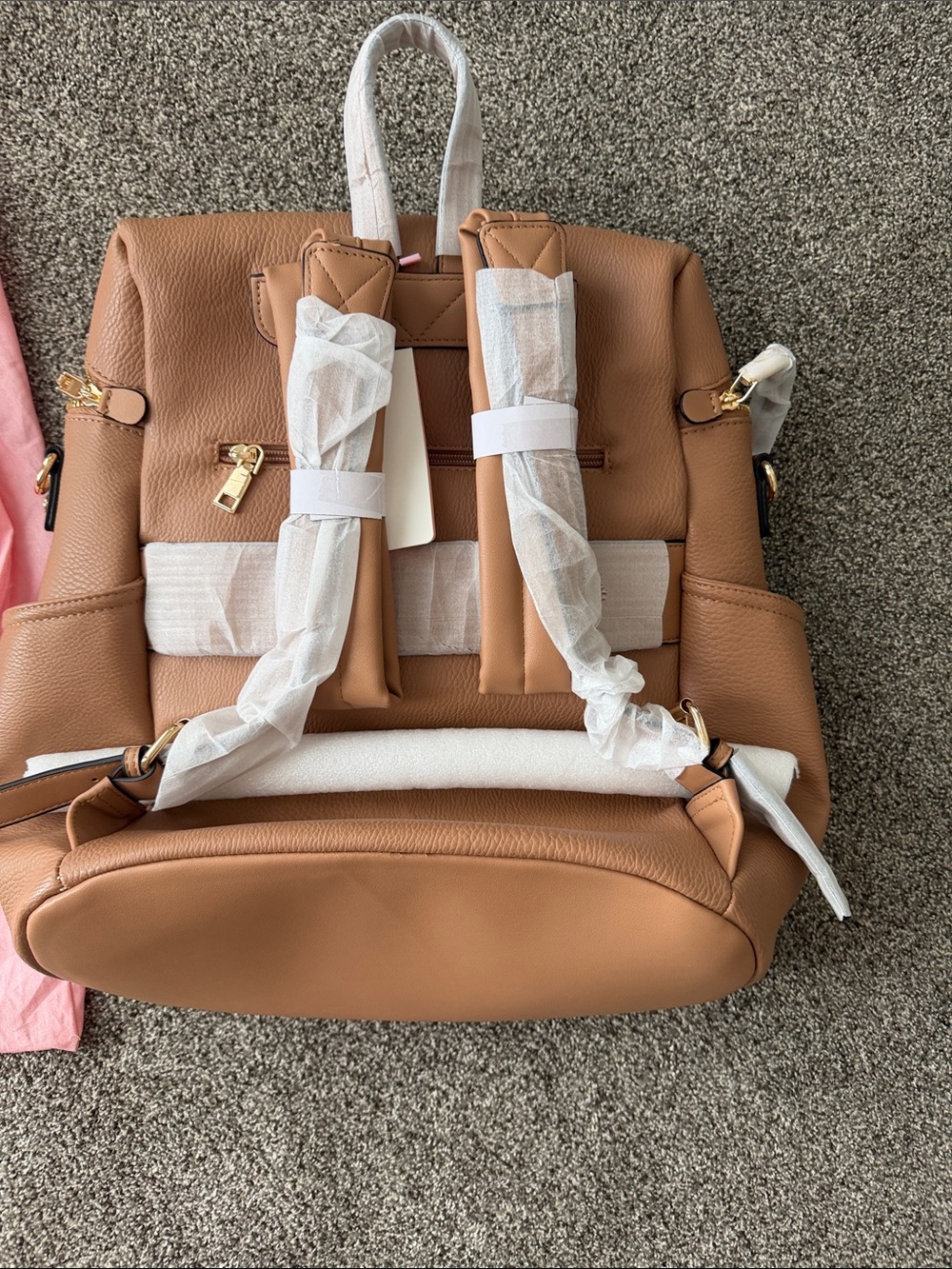 Poppy & Peonies Commuter Backpack Mocha Pebbled Leather - Picture 5 of 5